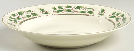 Holly Holiday Rim Soup Bowl