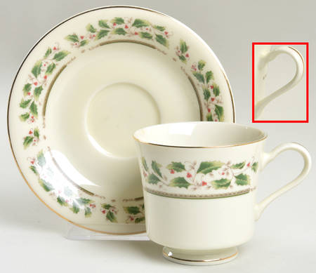 Holly Holiday Footed Cup & Saucer Set