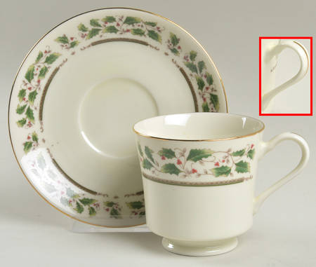 Holly Holiday Footed Cup & Saucer Set