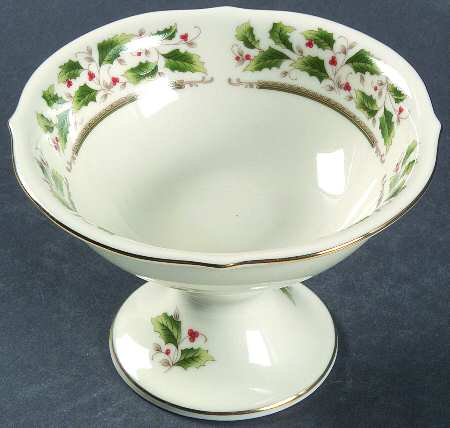 Holly Holiday Round Compote (Height X Width)