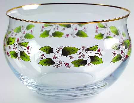 Holly Holiday 8" Glassware Salad Bowl by Royal Limited