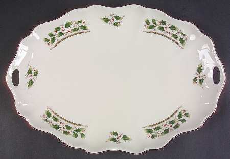 Holly Holiday 13" Oval Tray
