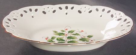 Holly Holiday Pierced Relish/Olive Tray