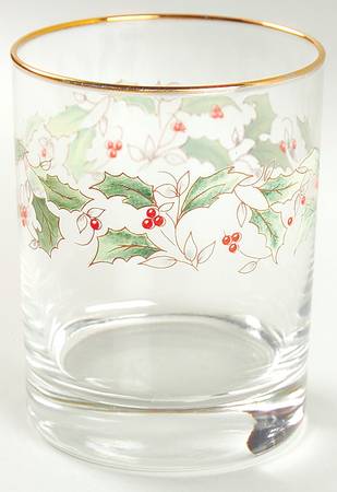 Holly Holiday 12 Oz Glassware Double Old Fashioned