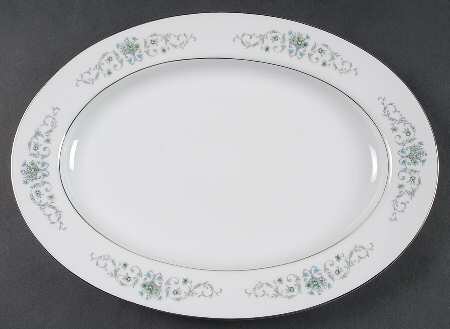 Bordeaux Blue and Gray 12" Oval Serving Platter