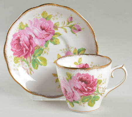 American Beauty (White Background) Flat Cup & Saucer Set