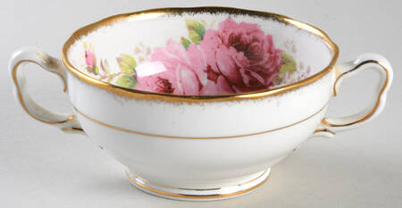 American Beauty (White Background) Footed Cream Soup Bowl