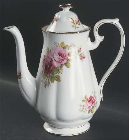 American Beauty (White Background) Coffee Pot & Lid