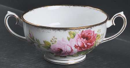 American Beauty (White Background) Footed Cream Soup Bowl