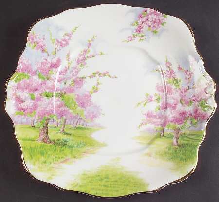 Blossom Time Square Handled Cake Plate