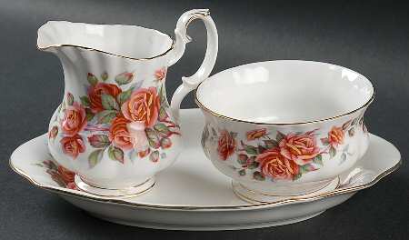 Centennial Rose Mini Creamer & Open Sugar with Tray