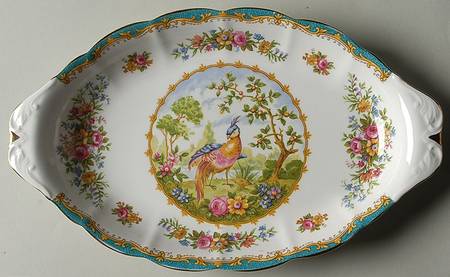 Chelsea Bird Blue Tray for Creamer & Sugar with Lid
