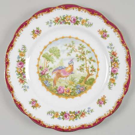 Chelsea Bird Maroon Salad Plate