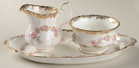 Dimity Rose Mini Creamer & Open Sugar with Tray