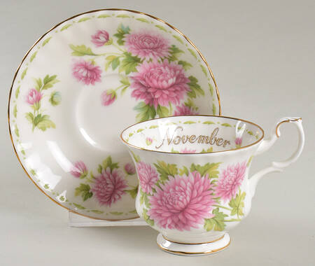 Flower of The Month (Newer, Montrose) Footed Cup & Saucer