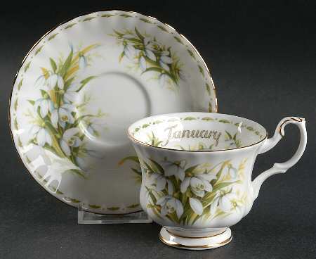 Flower of The Month (Newer, Montrose) Footed Cup & Saucer Set