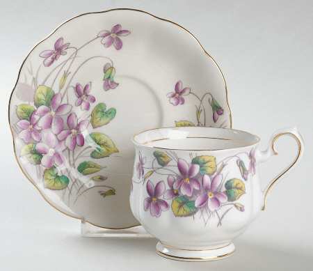 Flower of The Month (Older, Hampton) Footed Cup & Saucer Set