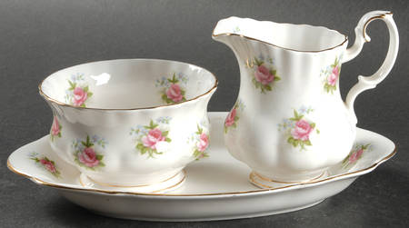 Forget Me Not Rose Mini Creamer & Open Sugar with Tray