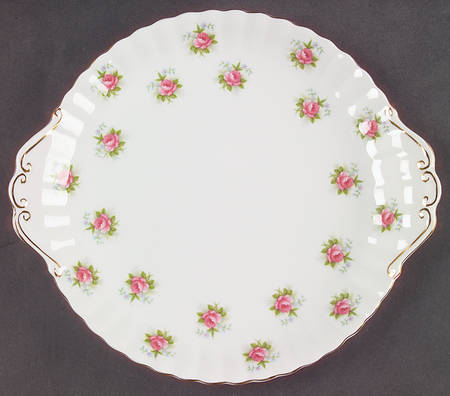 Forget Me Not Rose Handled Cake Plate