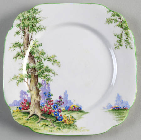 Greenwood Tree (Green Trim) Dessert/Pie Plate