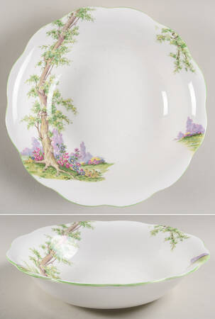 Greenwood Tree (Green Trim) 9" Round Vegetable Bowl