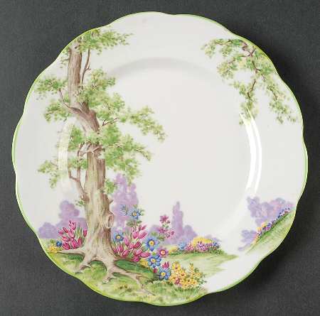 Greenwood Tree (Green Trim) Salad Plate