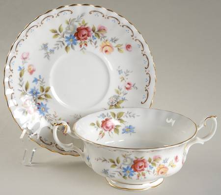 Jubilee Rose Footed Cream Soup Bowl & Saucer Set