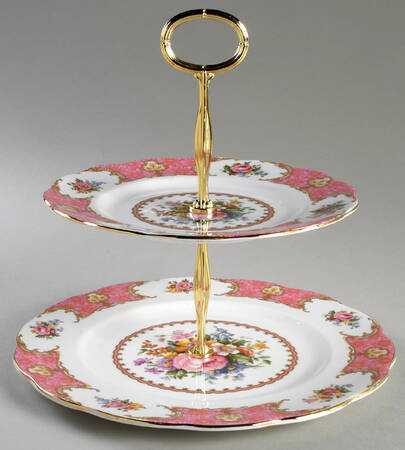 Lady Carlyle 6 5/8"-10"  2 Tiered Serving Tray (Dp, Sp) HC