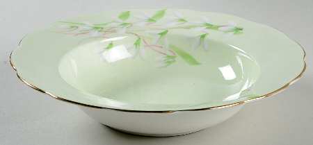 Laurentian Snowdrop Pale Green Rim Soup Bowl