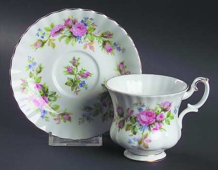 Moss Rose (Montrose Shape) Footed Demitasse Cup & Saucer Set by Royal Albert