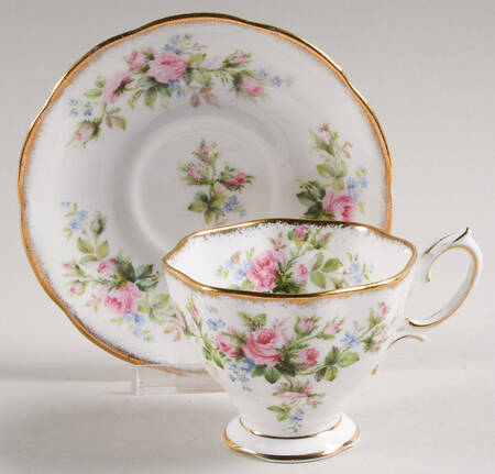 Moss Rose (Hampton, Older) Footed Cup & Saucer Set