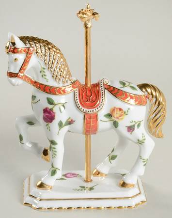 Old Country Roses Carousel Horse Figurine