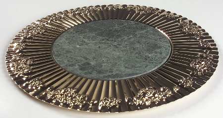 Old Country Roses 2 Pc Marble Cheese Set (Metal Plate & Insert)
