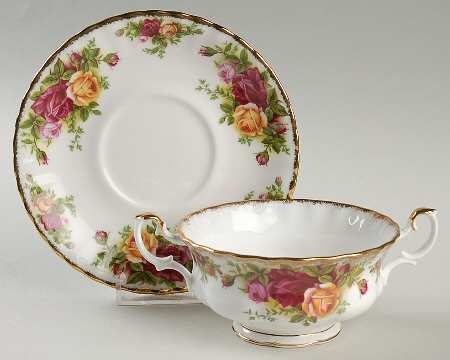Old Country Roses Footed Cream Soup Bowl & Saucer Set