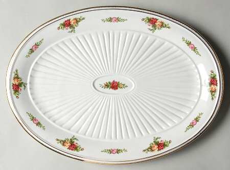 Old Country Roses 13" Fluted Oval Serving Platter