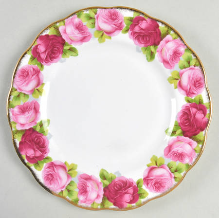 Old English Rose (Brushed Gold Trim) Salad Plate