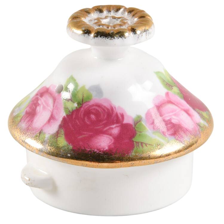 Old English Rose (Brushed Gold Trim) Lid for Mini Coffee Pot