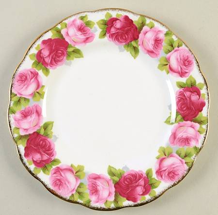 Old English Rose (Brushed Gold Trim) Salad Plate