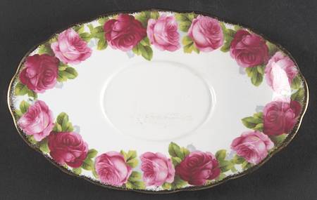 Old English Rose (Brushed Gold Trim) Underplate for Gravy Boat