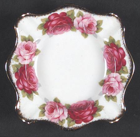 Old English Rose (Brushed Gold Trim) Small Square Ashtray