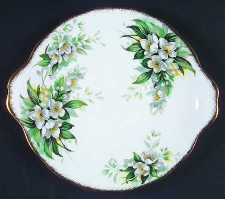 Orange Blossom (Gold Trim) Handled Cake Plate
