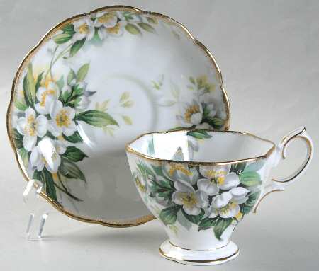 Orange Blossom (Gold Trim) Footed Cup & Saucer Set