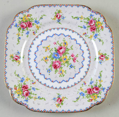 Petit Point Square Dessert Plate by Royal Albert