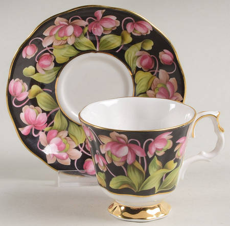 Provincial Flowers Footed Demitasse Cup & Saucer Set