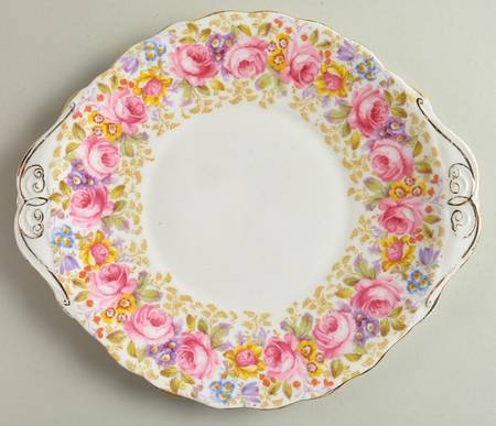 Serena (Thin Gold Trim) Handled Cake Plate