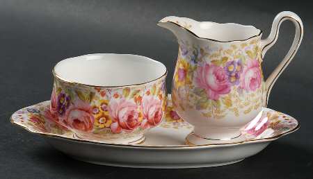 Serena (Thin Gold Trim) Mini Creamer/Open Sugar w/Tray(CRMM1+SUOM2+CSTMT2)