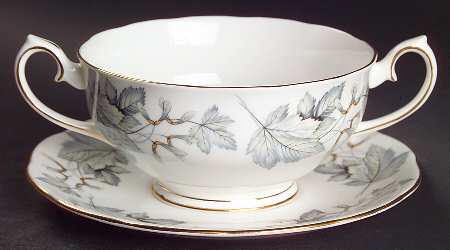 Silver Maple Footed Cream Soup Bowl & Saucer Set