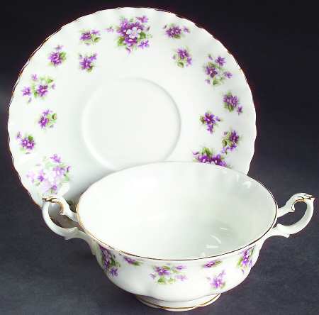 Sweet Violets Footed Cream Soup Bowl & Saucer Set