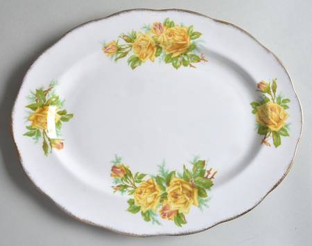 Tea Rose Yellow 12" Oval Serving Platter