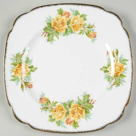 Tea Rose Yellow Square Dinner Plate